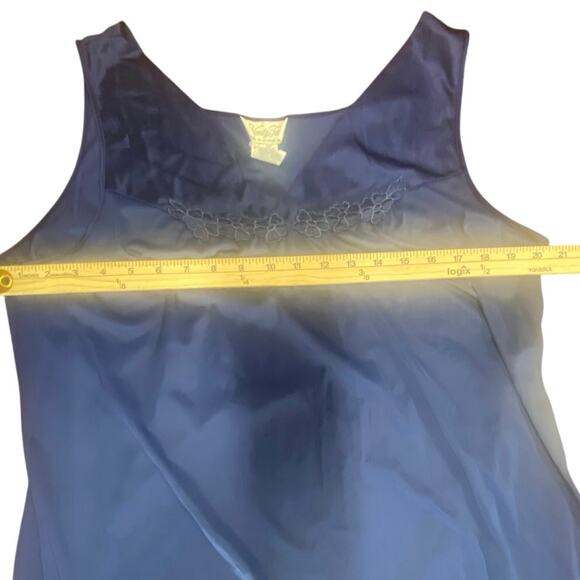 Vintage Vanity Fair Blue Nylon Nightgown Slip Dress - Size L (42) - Picture 3 of 4